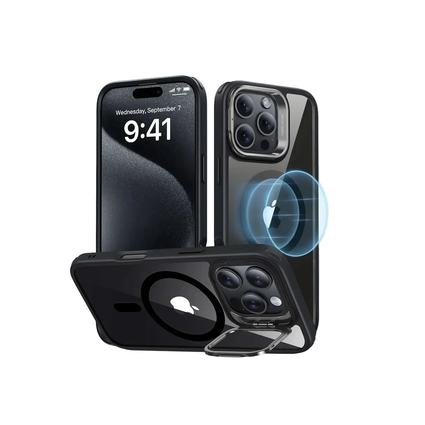 ESR iPhone 16 Pro Max Classic Hybrid Stash Stand Case -Black product photo