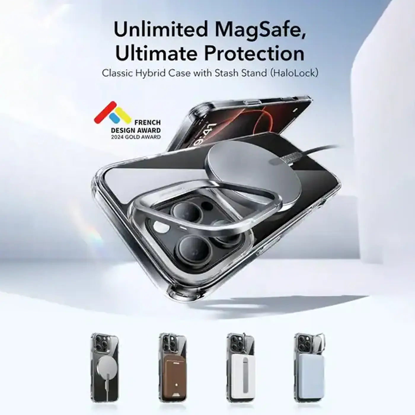 ESR iPhone 16 Pro Max Classic Hybrid Stash Stand Case -Black product photo
