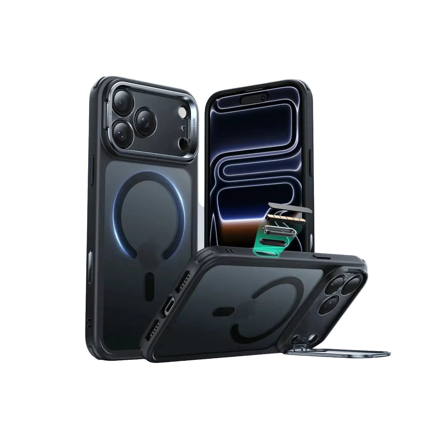 ESR iPhone 17 Pro Max HaloLock Stash Stand -Clear Black product photo