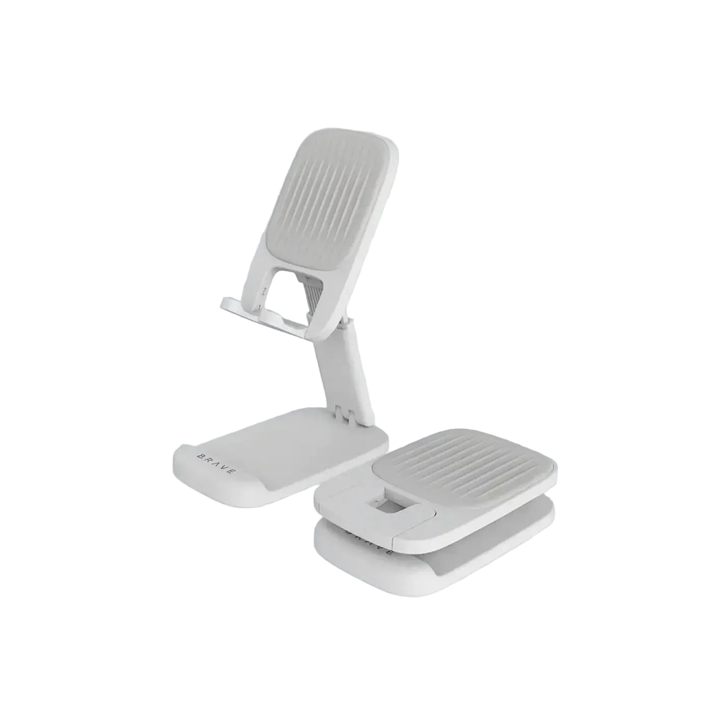 BRAVE 2-in-1 Foldable Adjustable Phone & Tablet Stand for Desk- White product photo