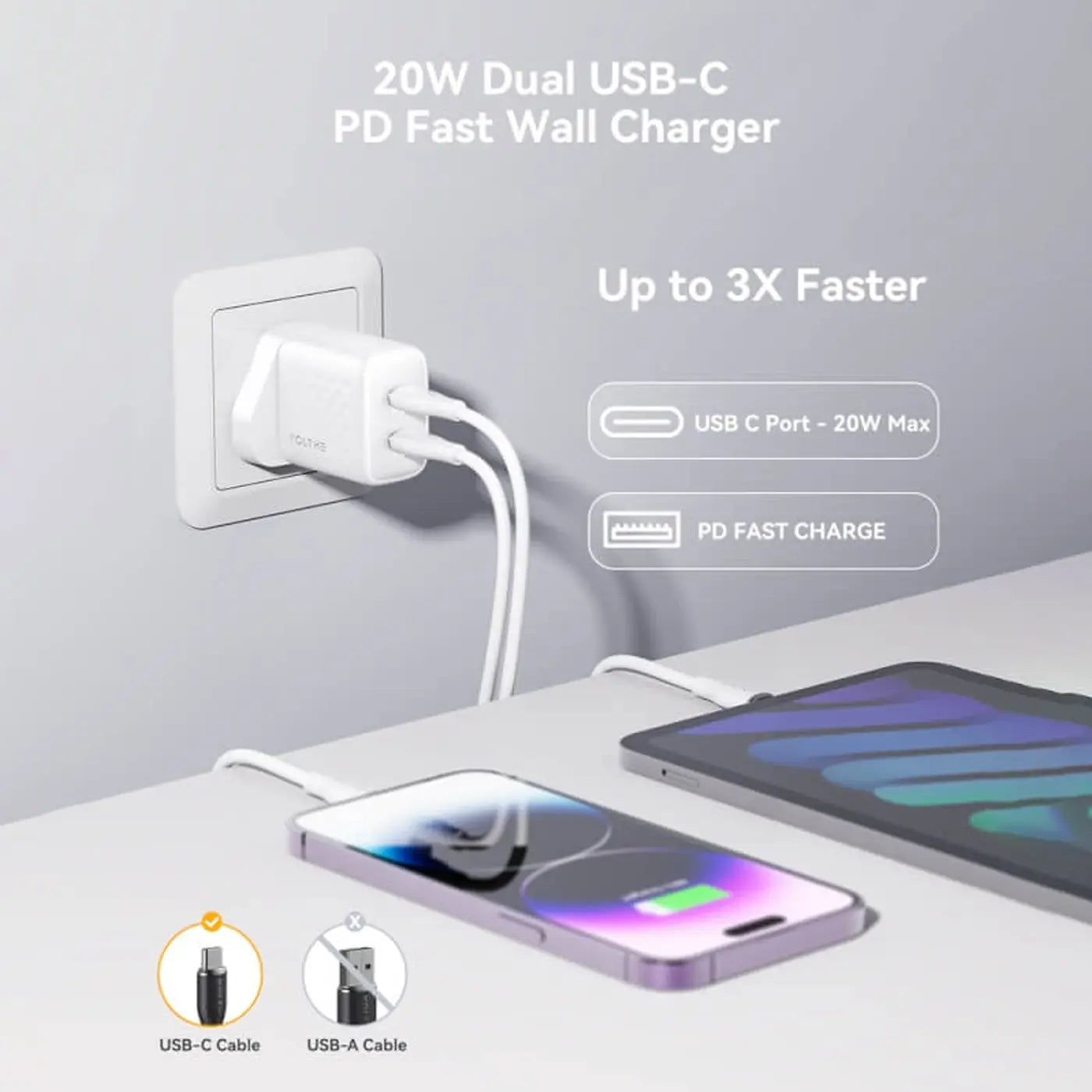 Voltme Revo 20 Duo Lite Wall Charger 20W White additional product image