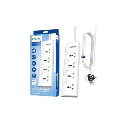 Philips 4-Way Universal Power Extension Cord 1 5M White product photo