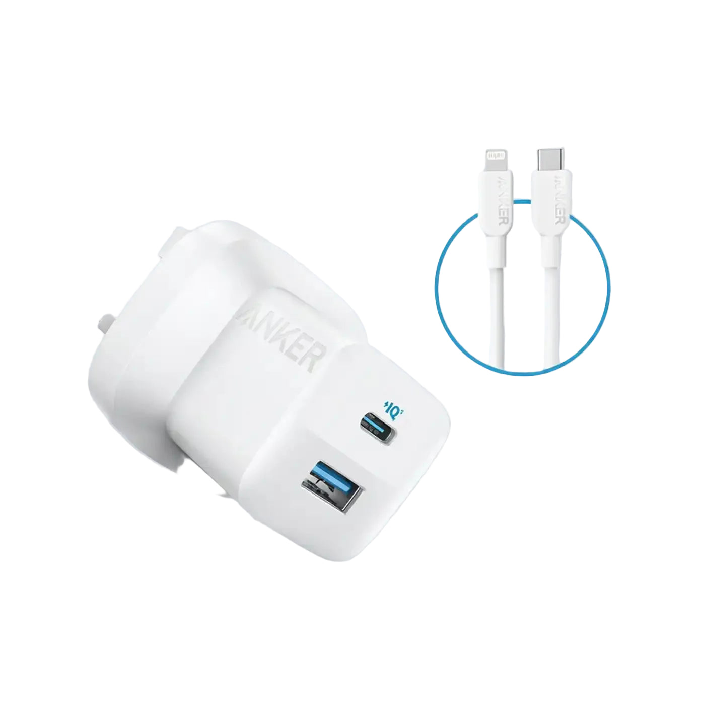 Anker 323 Charger with 33W USB C to Lightning Cable 3 FT - White product photo