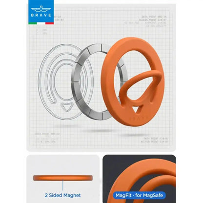 Brave Grip Dual-Sided Magnetic Phone Ring Holder  - Orange