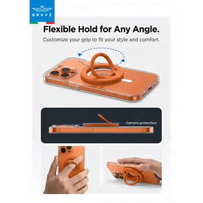 Brave Grip Dual-Sided Magnetic Phone Ring Holder  - Orange