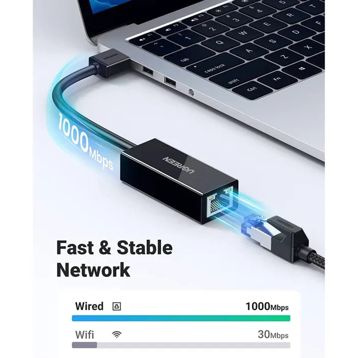 UGreen USB 3 0 Gigabit Ethernet Adapter - Black product image