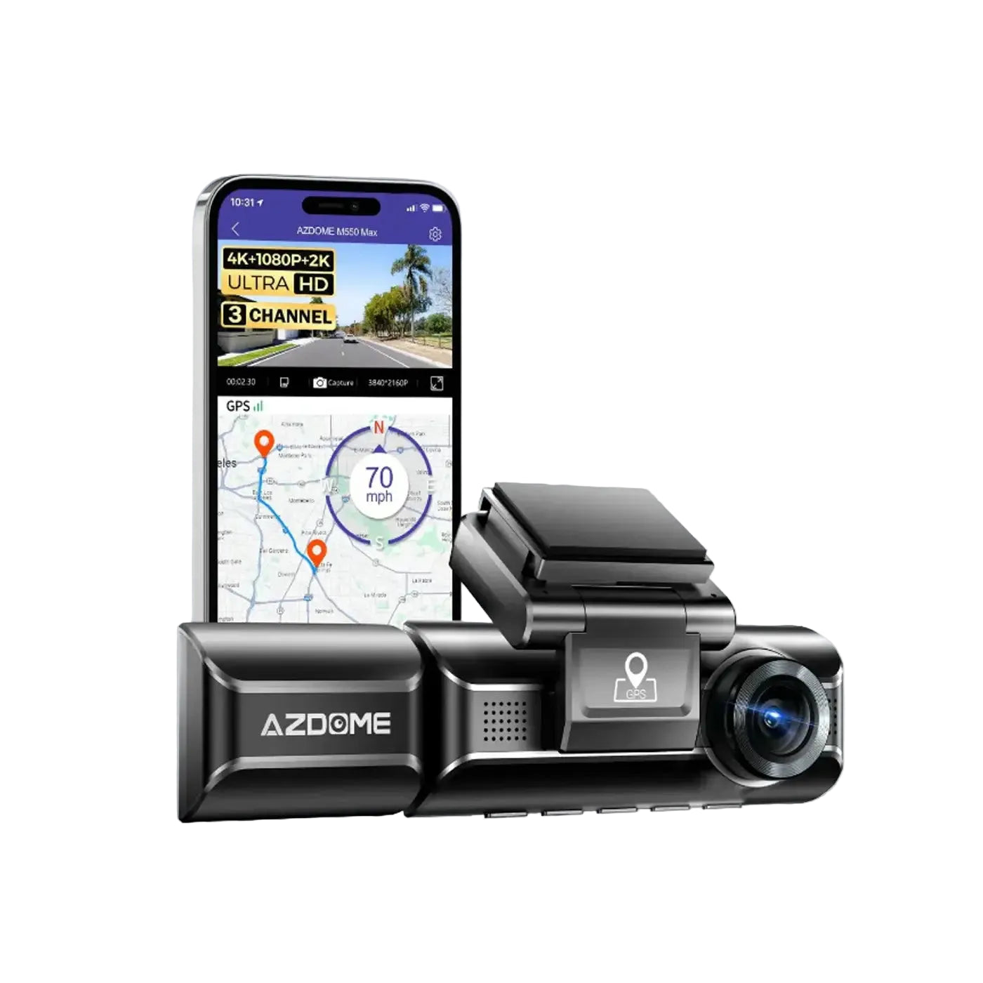 AZDome M550 Max 3 Channel Dash Cam