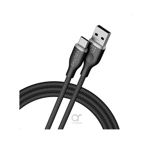 Voltme Powerlink Rugg Double Nylon Cable USB A to Type C 3A 1M 60W Black product photo
