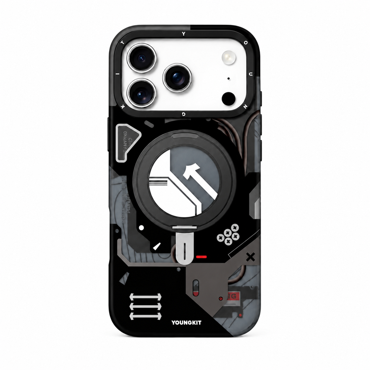 Youngkit Cyberpunk 360° Spin Magnetic Stand for iPhone 18 Pro / 17 Pro Case
