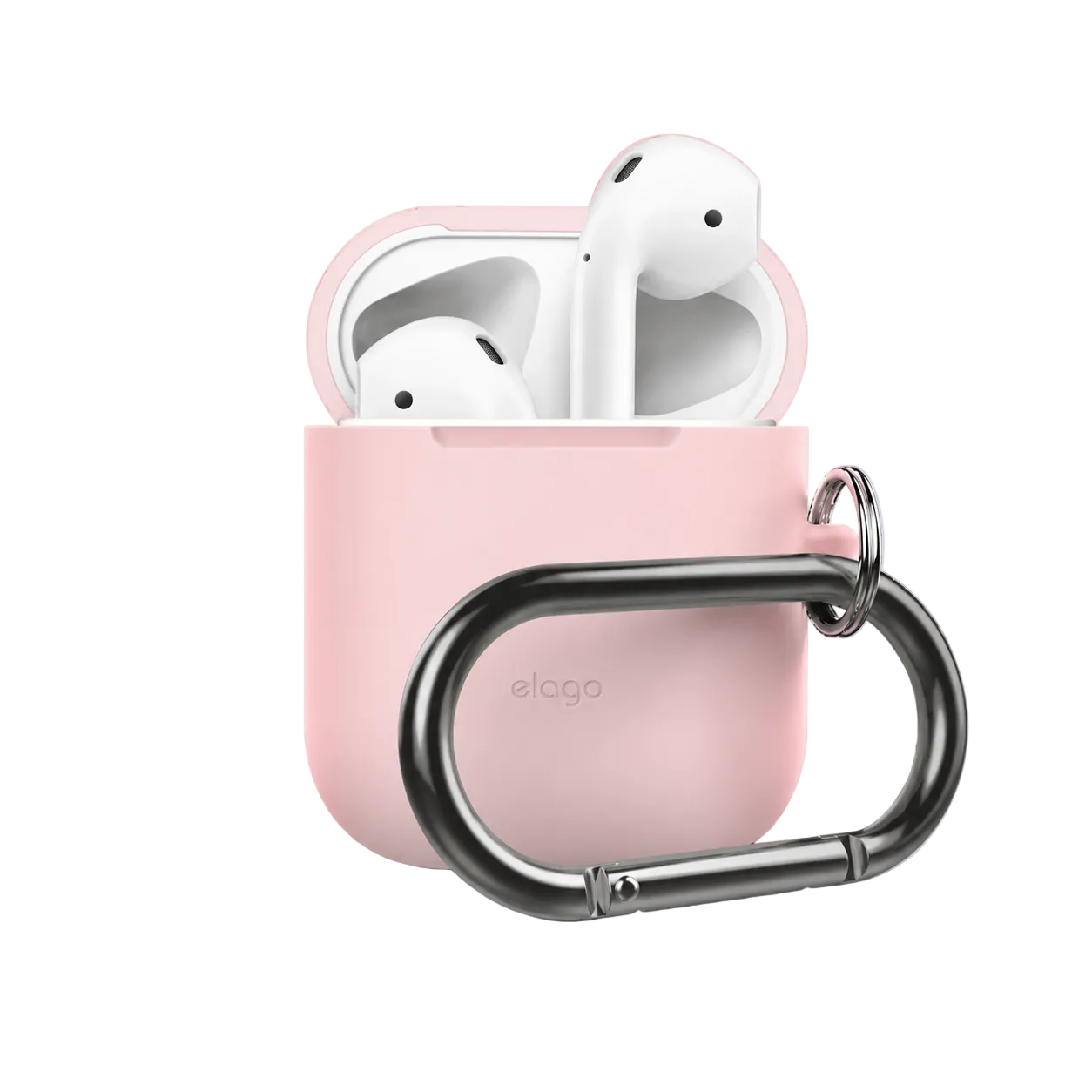 elago Airpods Protective Case - Silicone Hang Case with Carabiner Clip Pink Stylish Cover