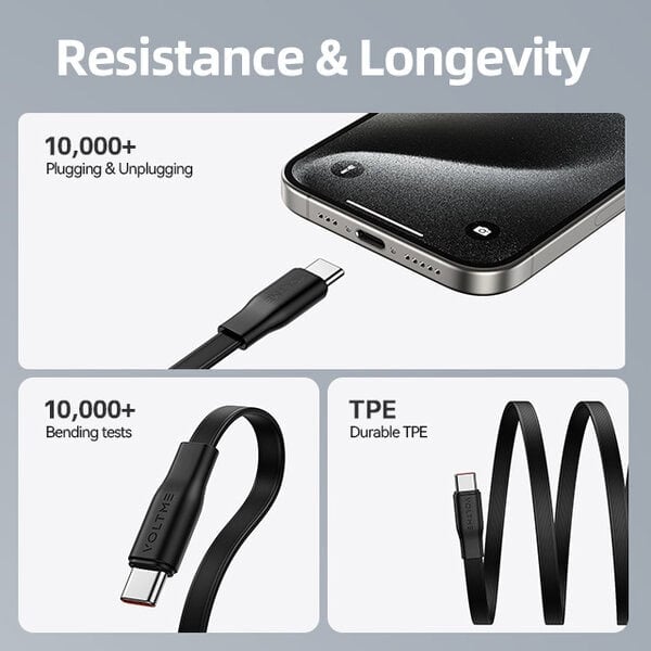 Voltme Powerlink YoYo Retractable Type-C to Type-C Cable - 60W PD 1M - Black product photo