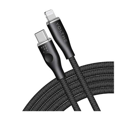 Voltme Powerlink Rugg Double Nylon Cable Type C to Lightning 3A (2.0M) Zinc-Alloy Connector Black