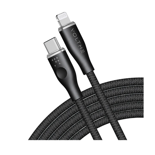 Voltme Powerlink Rugg Double Nylon Cable Type C to Lightning 3A (2.0M) Zinc-Alloy Connector Black