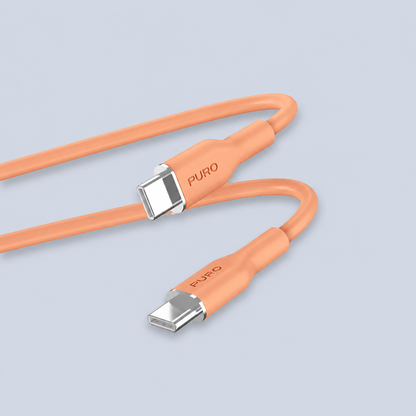 Puro Power and Data Sync Soft Cable USB-C TO USB-C 1,5M ( Orange)