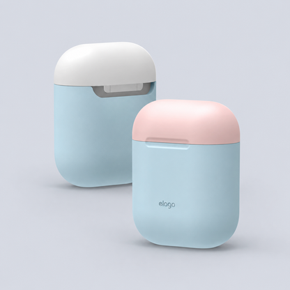 Elago AirPods 1&2 Duo Case Color: Body-Pastel Blue / Top-Pink, White