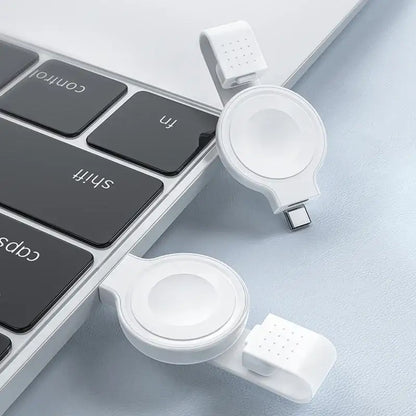 Momax GOLINK USB-C Apple Watch Charger - White in-use view