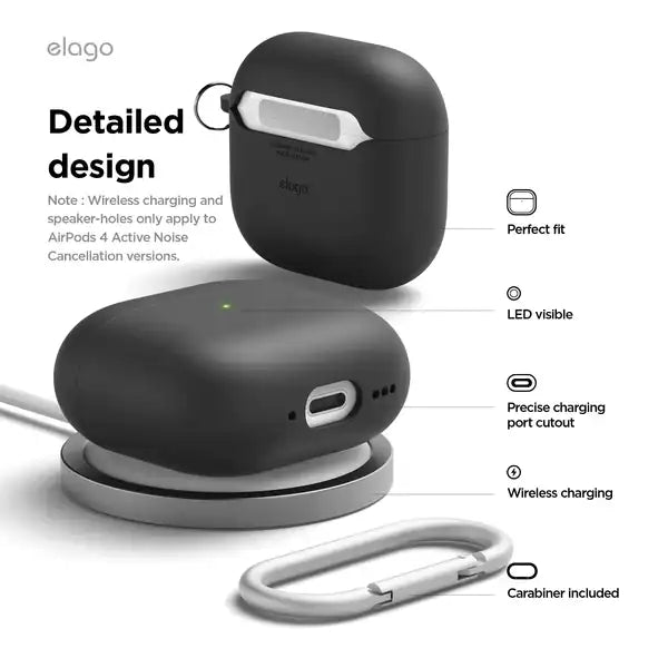 Elago AirPods 4 Clear Hang case - Black product photo