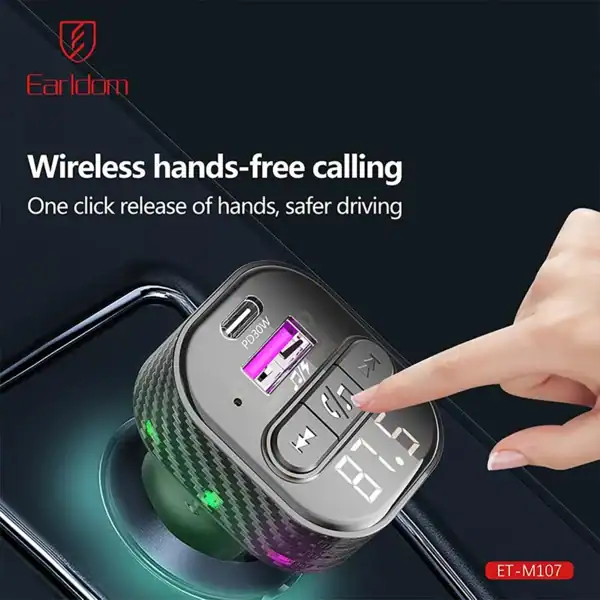 EarlDom ET-M107 Bluetooth Car FM Transmitter with USB Charger product photo