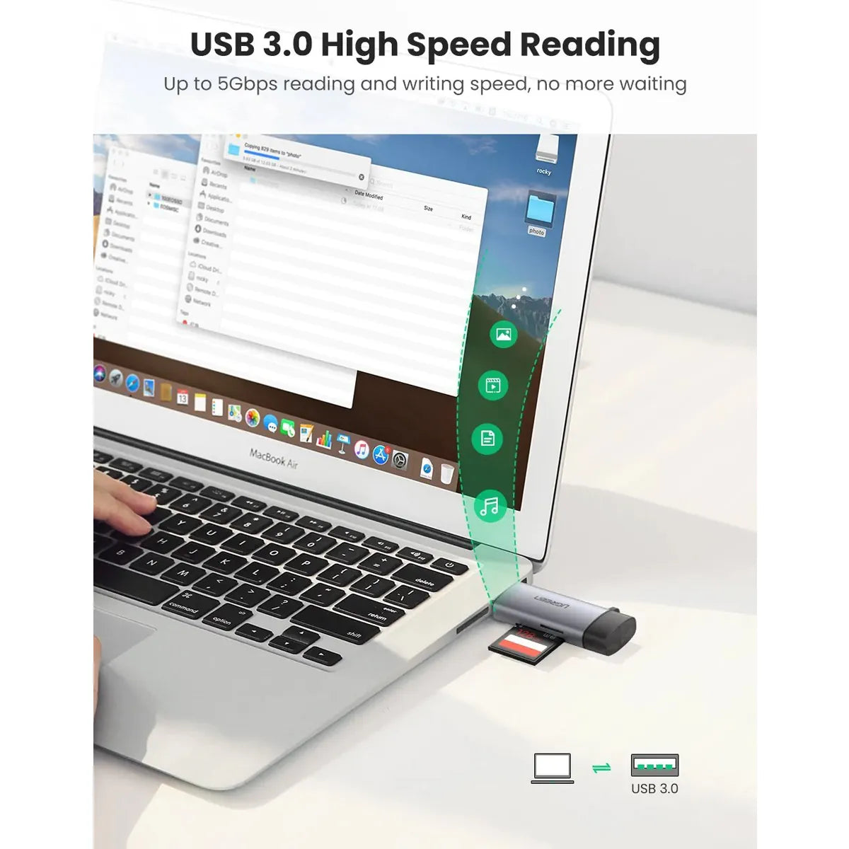 UGreen 2 in 1 USB-C USB A Card Reader product photo