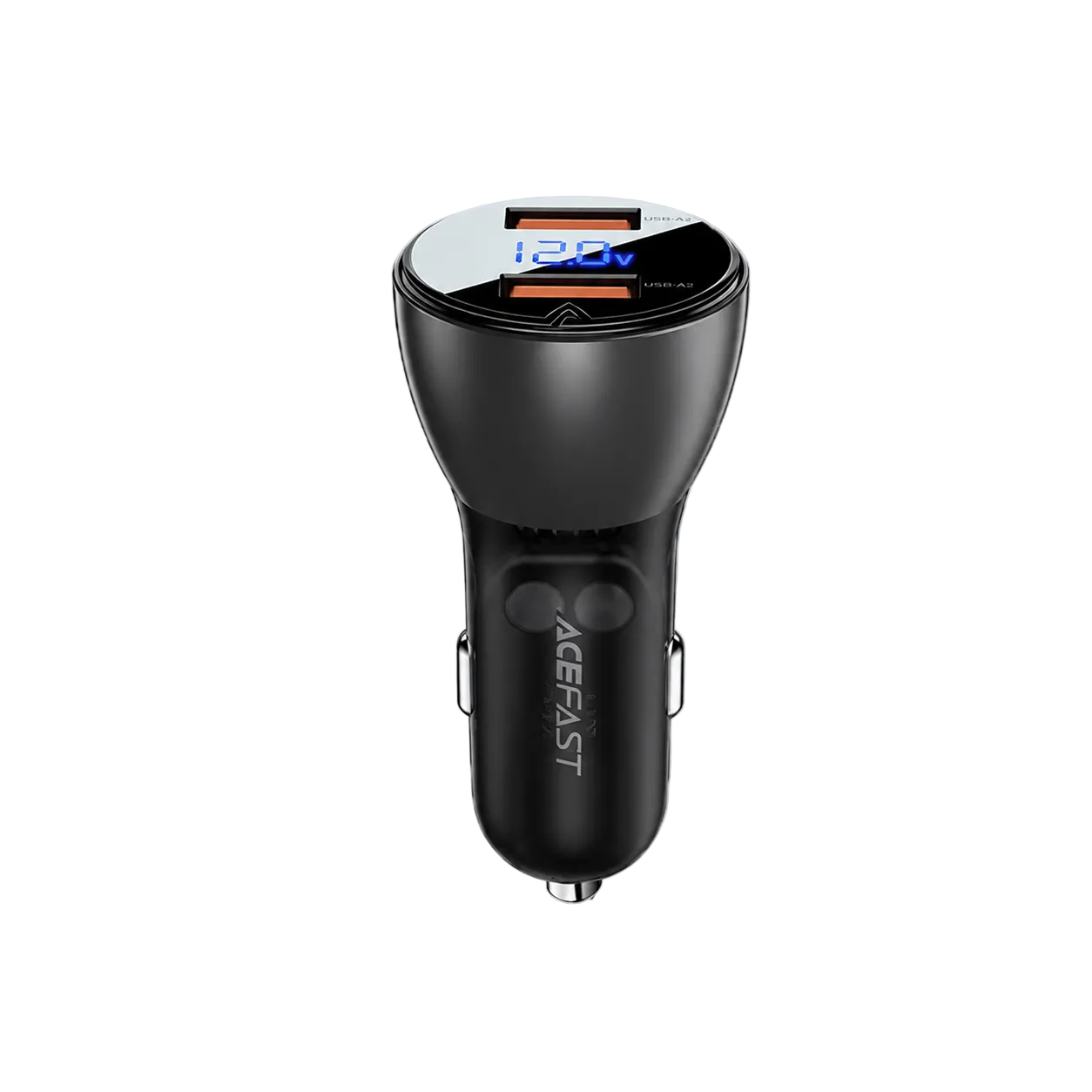 Acefast B7 metal car charger 45W (USB-A + USB-A) with digital display