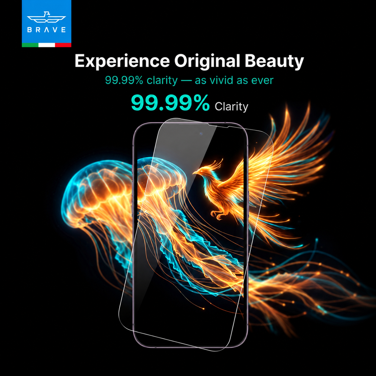 Brave iPhone 18 Pro Max HD Tempered Glass Screen Protector – 9H Hardness, Full Coverage - Clear