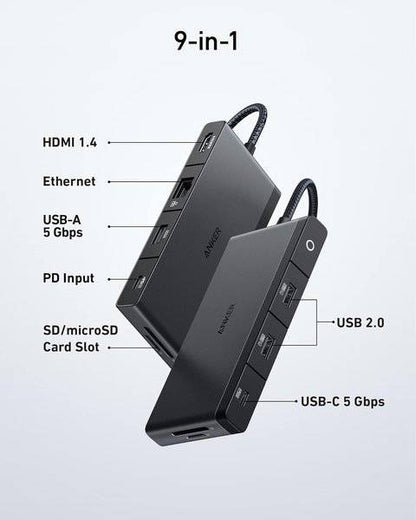 Anker USB C Hub 552 USB-C Hub 9-in-1 4K HDMI with 100W Power Delivery product photo