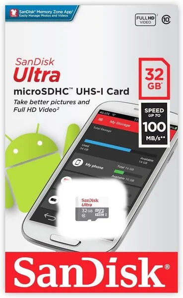SanDisk 32GB Ultra microSDXC UHS-I Class 10 Memory Card 100 MB s power bank product photo
