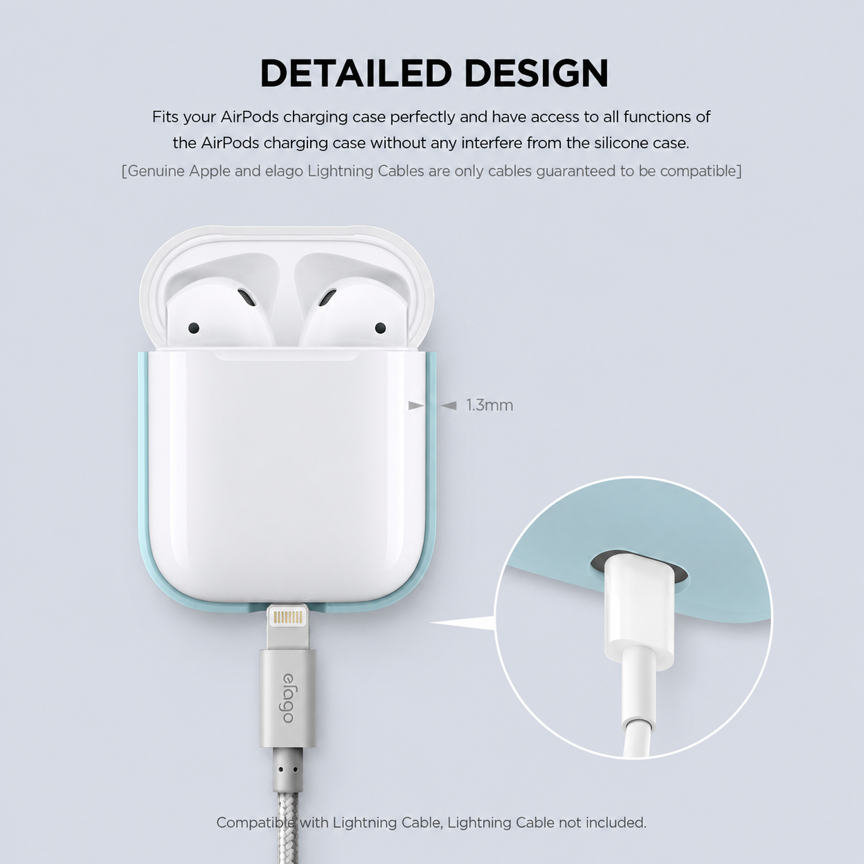 Elago AirPods 1&2 Duo Case Color: Body-Pastel Blue / Top-Pink, White