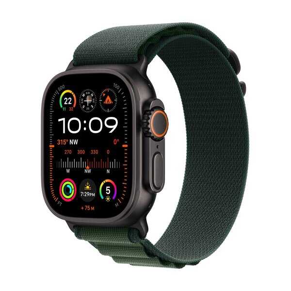 Apple Watch Ultra 2 GPS + Cellular 49mm Black Titanium Case Dark Green Alpine