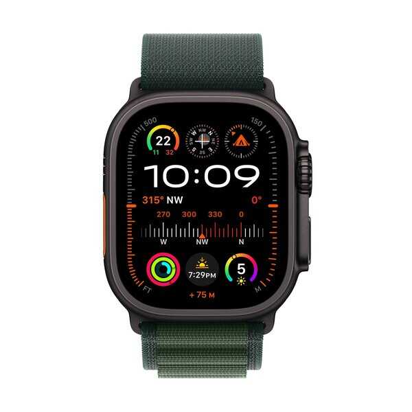 Apple Watch Ultra 2 GPS + Cellular 49mm Black Titanium Case Dark Green Alpine