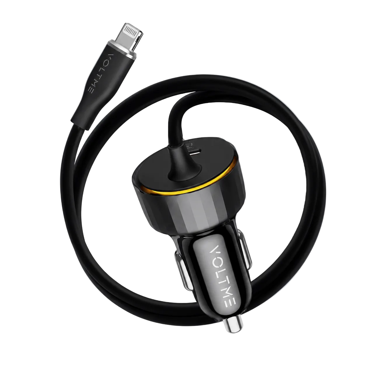 Voltme Cazo Car Charger 1 Port Usb C with Built in Cable Lightning 27W