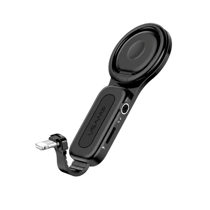 USAMS US-SJ275 Lightning to 3 5mm Ring Holder Adapter - Black