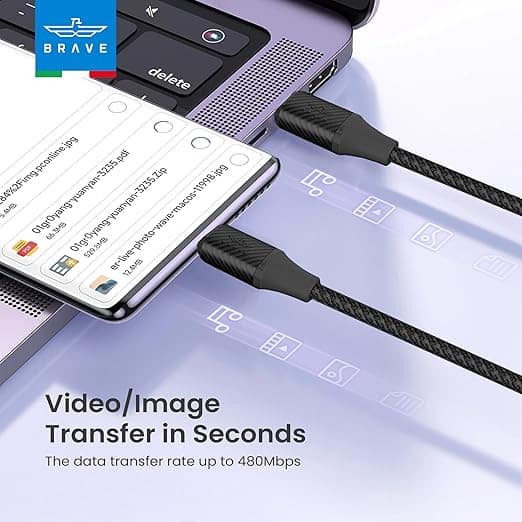 Brave Braided Fast Charging Data Cable Type C to Type C - 60W product photo