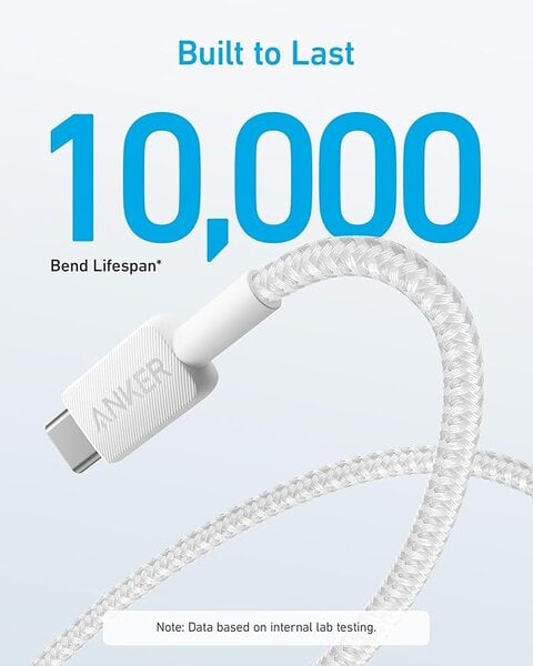 Anker USB to Type C 3ft Braided White PD Cable product photo