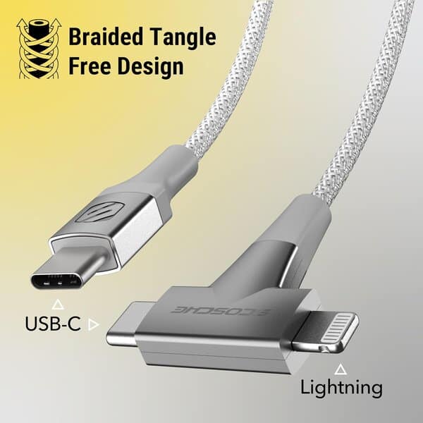 Scosche 2-in-1 USB-C to USB-C Lightning Dual Connectors -White product photo