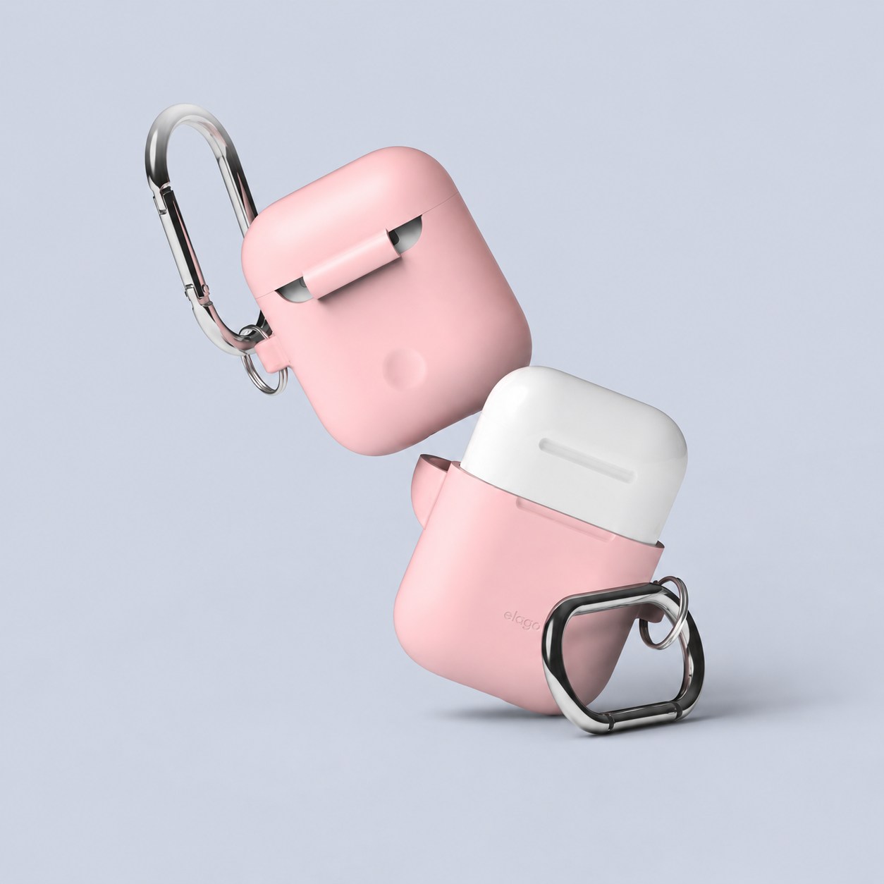 elago Airpods Protective Case - Silicone Hang Case with Carabiner Clip Pink Stylish Cover