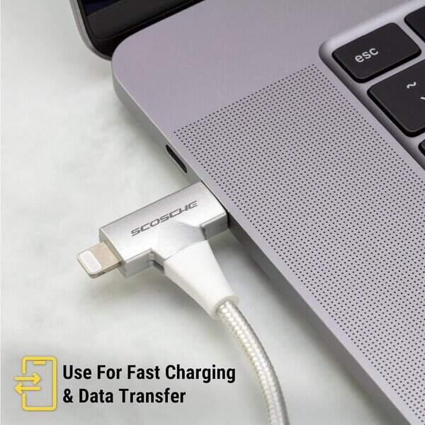Scosche 2-in-1 USB-C to USB-C Lightning Dual Connectors -White additional product image