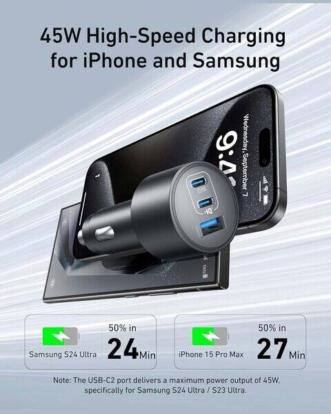 Anker USB-C 167 5W Max 3-Port Ultra-Compact Fast Car Charger product image