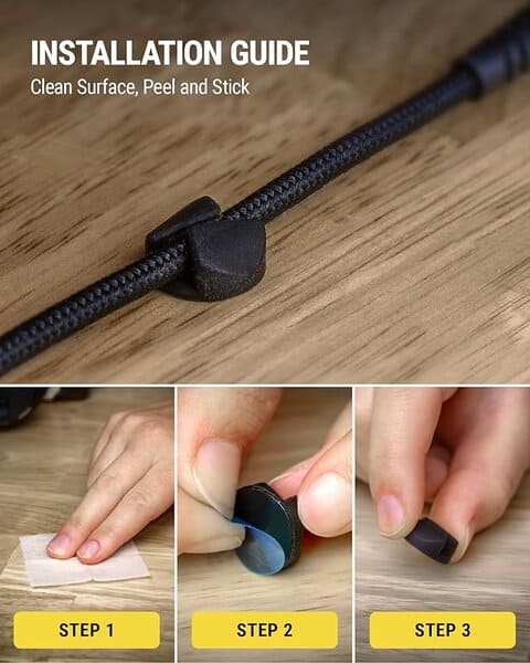 Scosche CMAR-6PKRP Cable Management Kit 6-Pack of Black Adhesive Cable Clips product photo