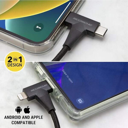 Scosche 2-in-1 USB-C to USB-C Lightning Dual Connectors -Black product image
