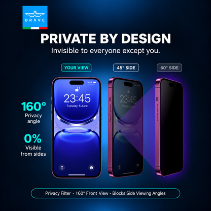 Brave iPhone 18 Pro HD Tempered Glass Screen Protector – 9H Hardness, Full Coverage - Privacy