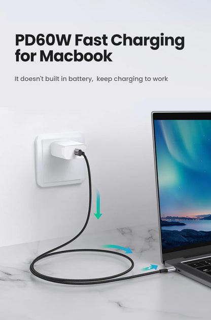 Ugreen USB-C 2 0 Round Cable Nickel-Plated Aluminum Housing 1 Meter Length Gray Black
