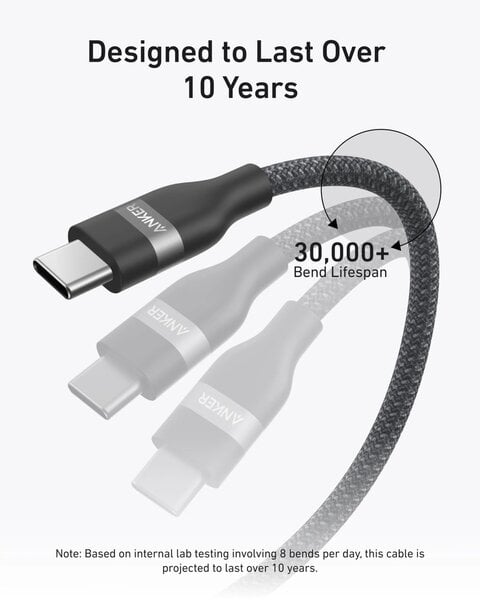 Anker USB-C to USB-C Cable 240W Upcycled-Braided 1 8m 6ft - Black additional product image