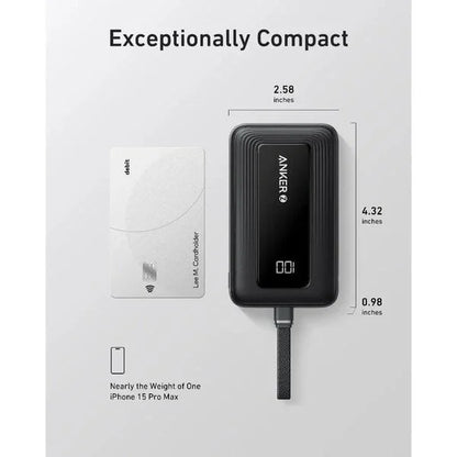 Anker Zolo Power Bank 10K 30W Built-In USB-C Cable Black product photo