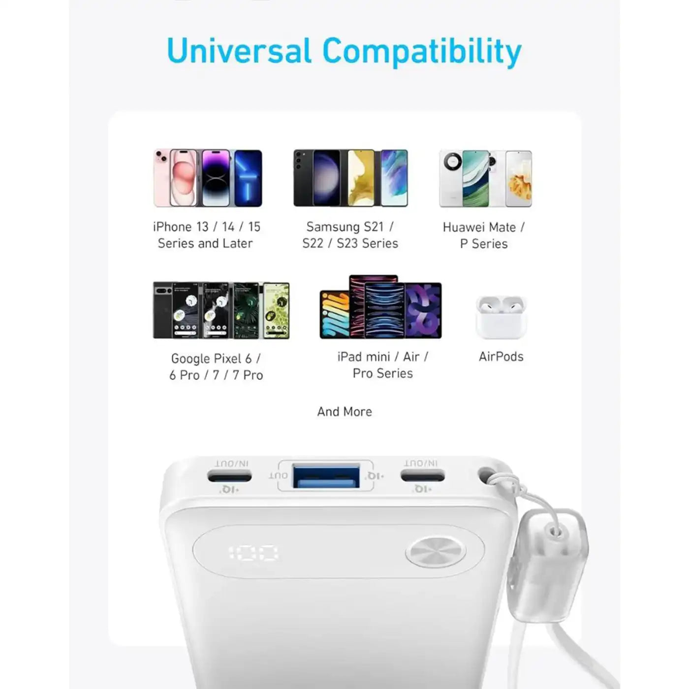 Anker Power Bank 10000mAh 22 5W Fast Charging White additional product image
