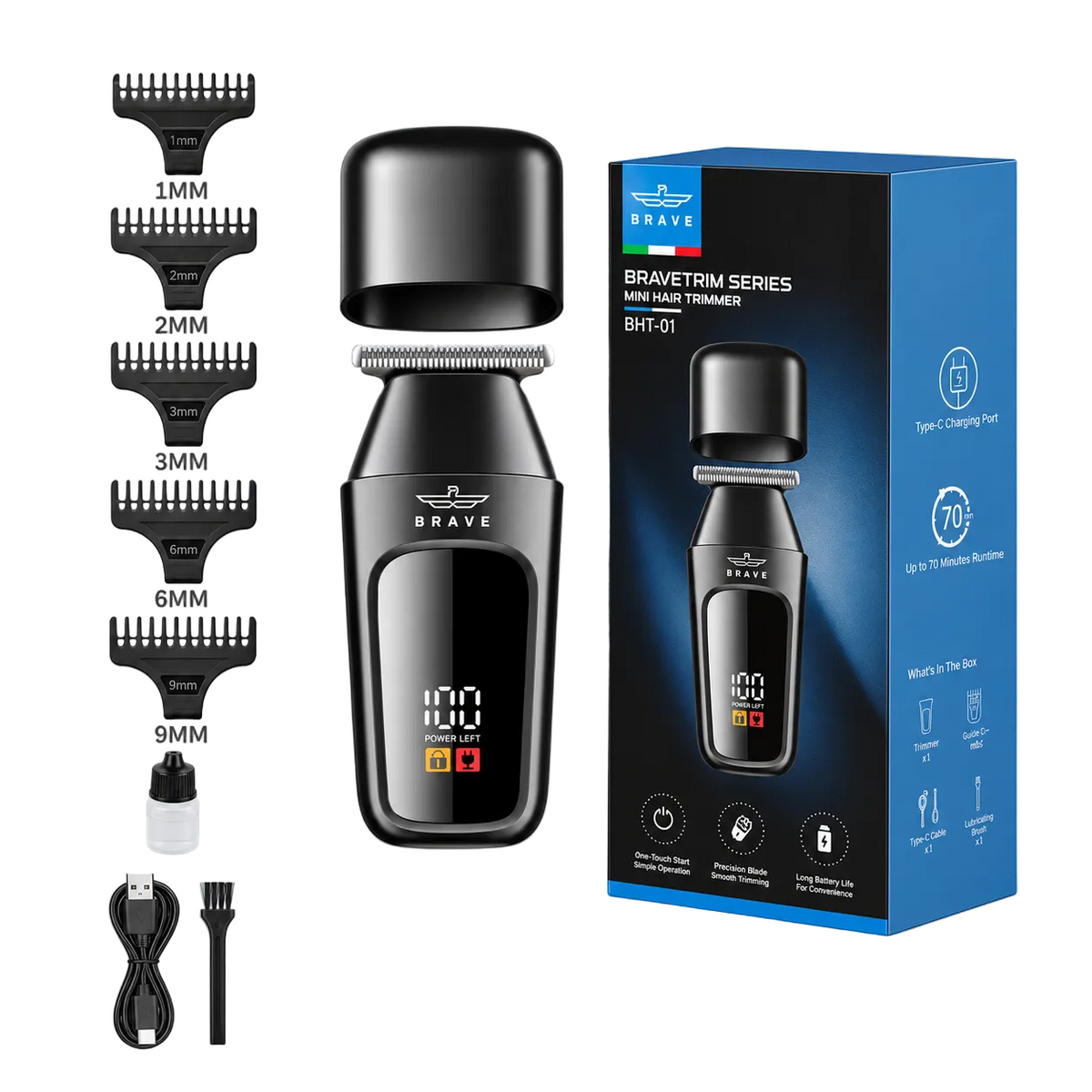 Brave BHT-01 Mini Hair Trimmer Professional USB Rechargeable