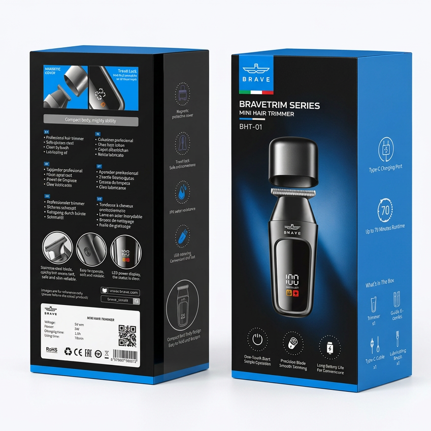 Brave BHT-01 Mini Hair Trimmer Professional USB Rechargeable
