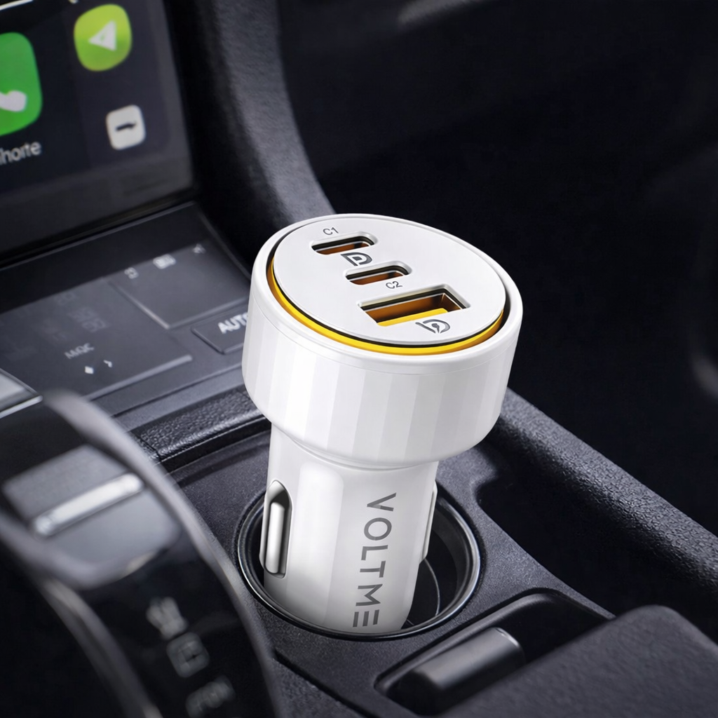 Voltme Cazo 65 CCA 65W 3 Ports Car Charger White product photo