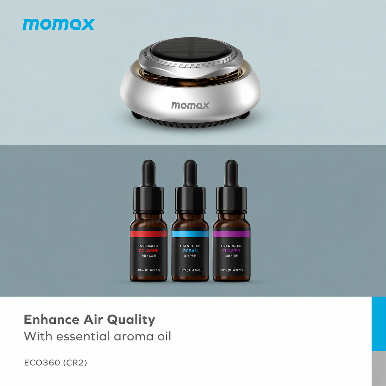 Momax ECO360 Replacement Aroma Oil CR2LX - Cologne side view
