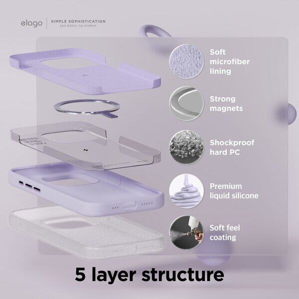 Elago Silicone Magsafe Case iPhone 15 Pro Max Purple product image